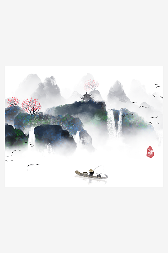 水墨中国风装饰画背景-众图网