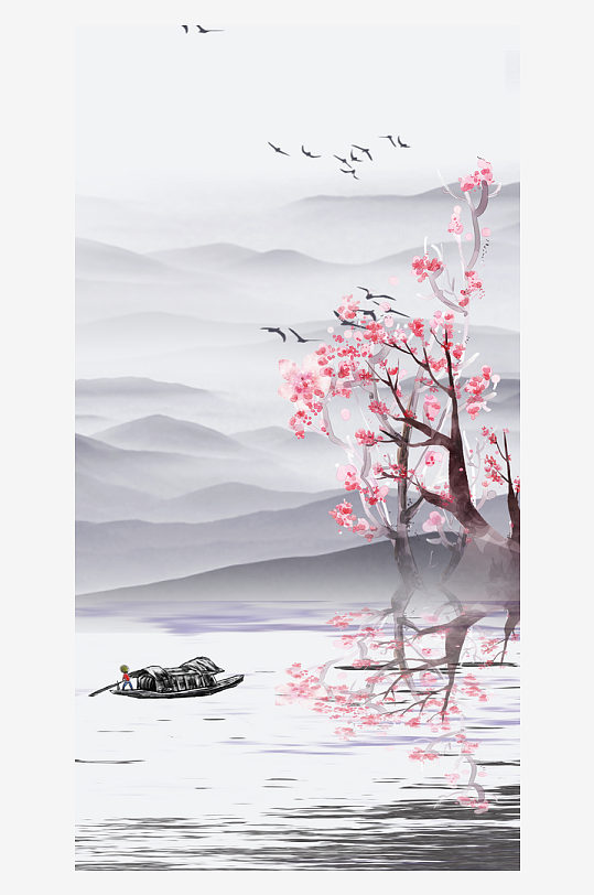 水墨中国风装饰画背景素材-众图网