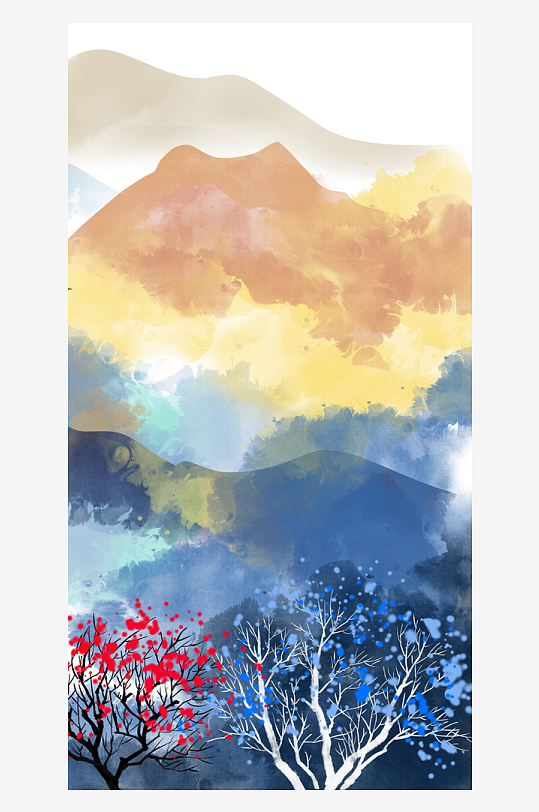 水墨中国风装饰画背景素材-众图网