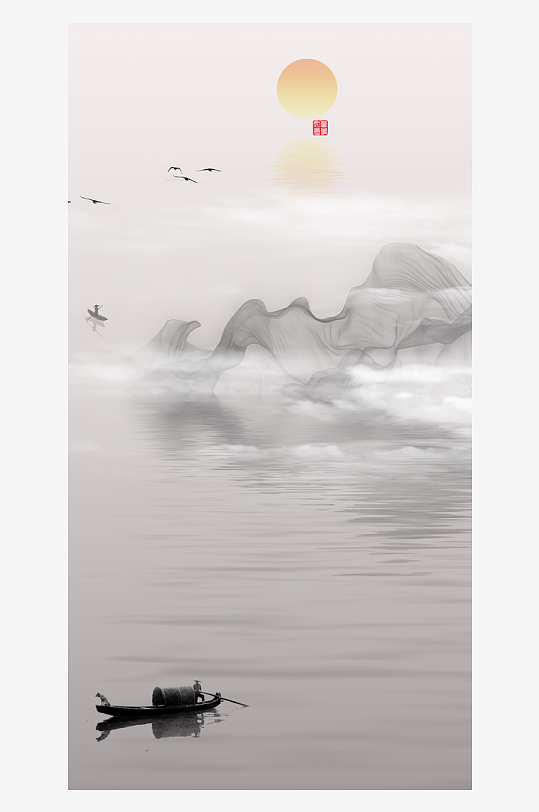 水墨中国风装饰画背景素材-众图网