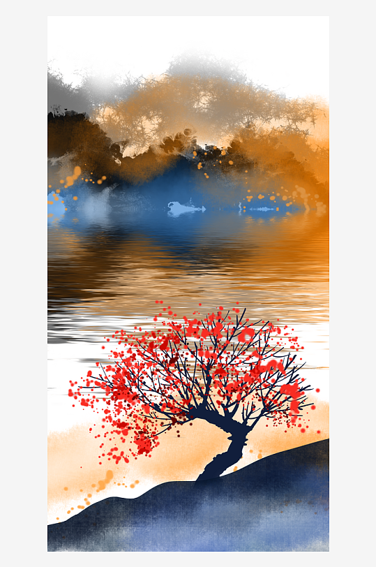 水墨中国风装饰画背景素材-众图网