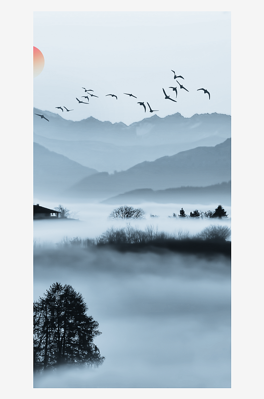 水墨中国风装饰画背景-众图网