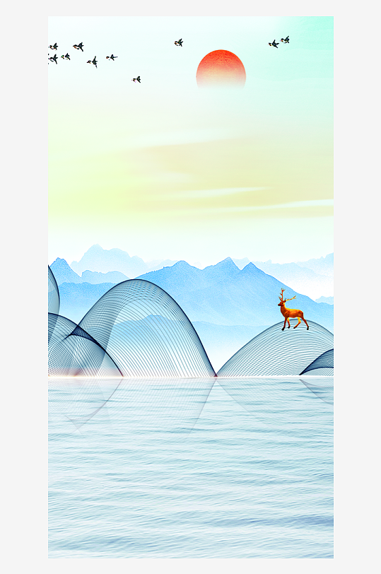 水墨中国风装饰画背景-众图网