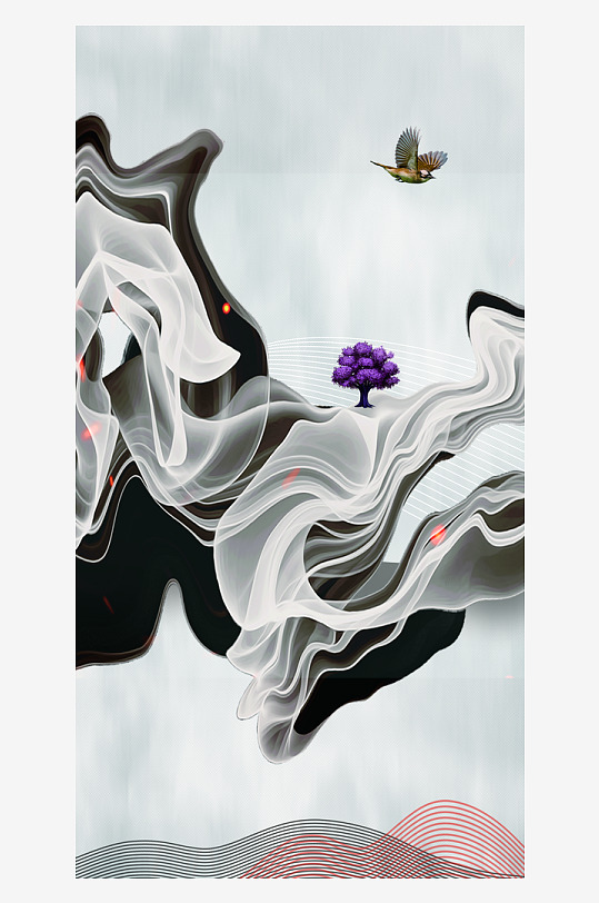 水墨中国风装饰画背景-众图网