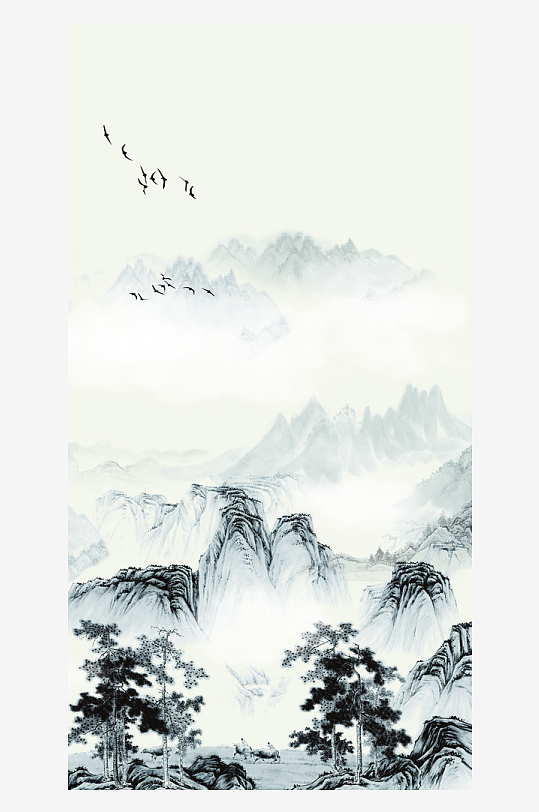 水墨中国风装饰画背景-众图网