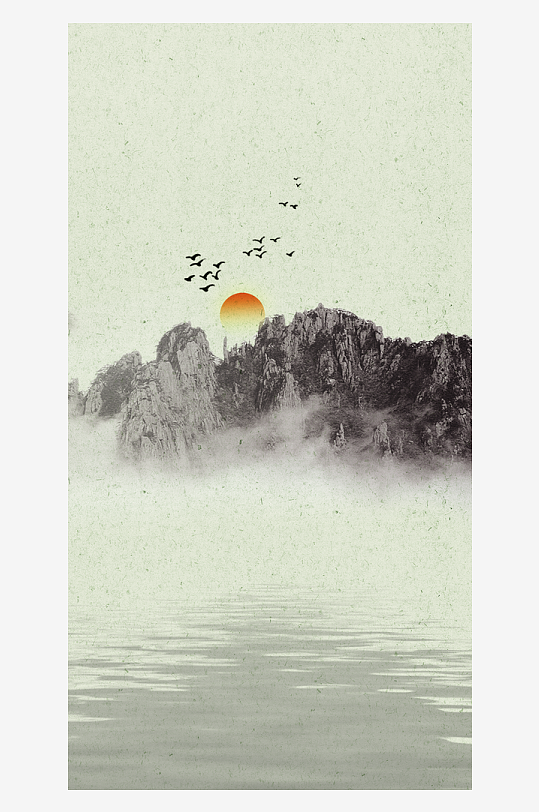 水墨中国风装饰画背景素材-众图网