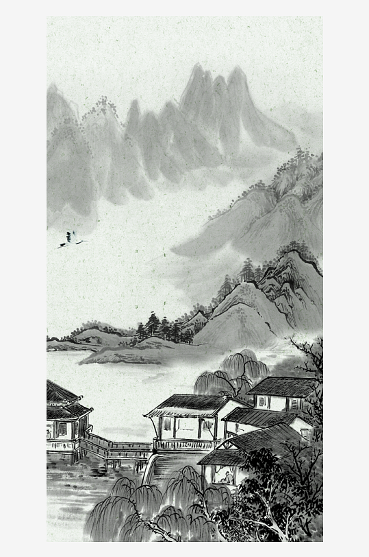 水墨中国风装饰画背景素材-众图网