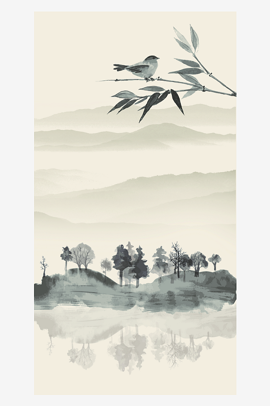 水墨中国风装饰画背景素材-众图网