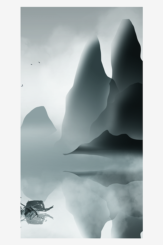 水墨中国风装饰画背景素材-众图网