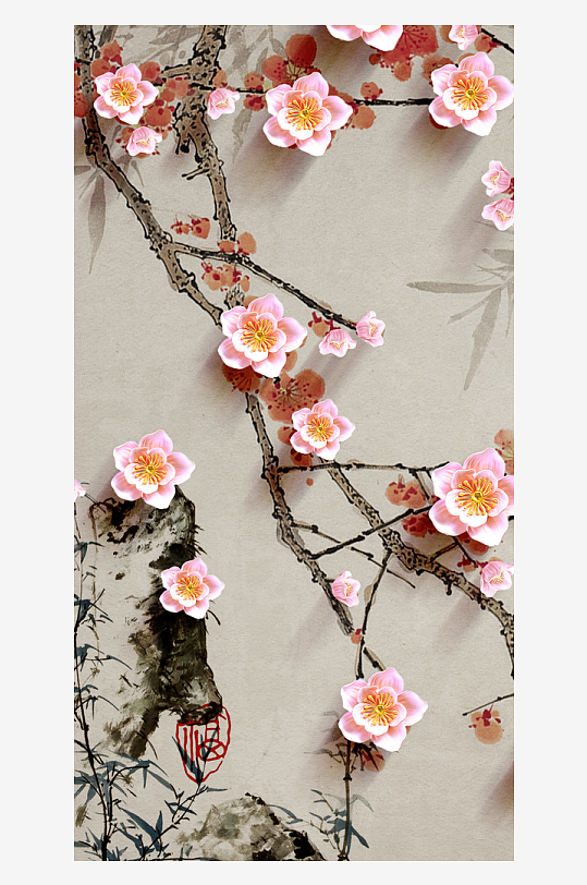 唯美中式古风装饰画挂画-众图网