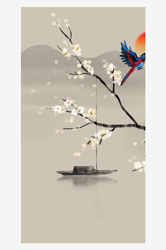 唯美中式古风装饰画素材-众图网