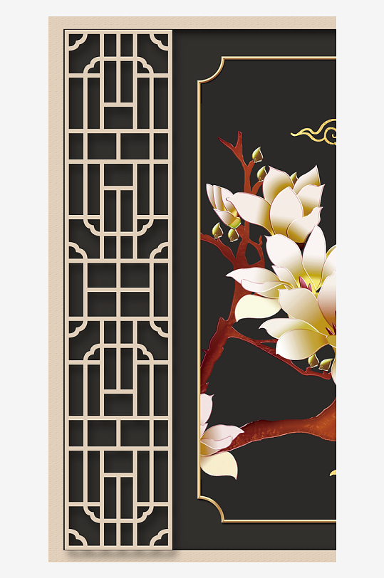 唯美中式古风装饰画素材-众图网