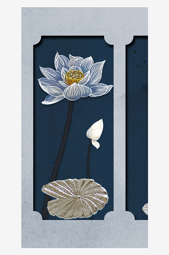 唯美中式古风挂画素材-众图网