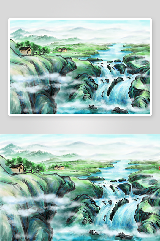 中国风山水风景背景素材-众图网