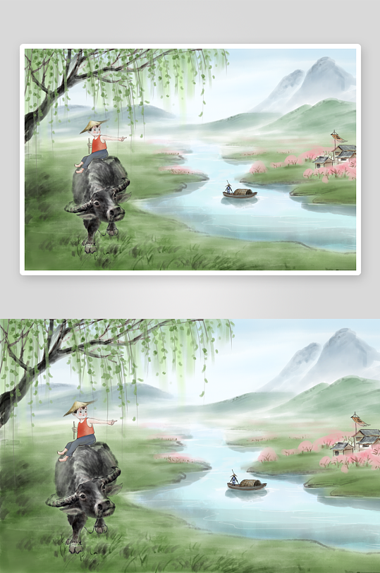 中国风山水风景背景素材-众图网