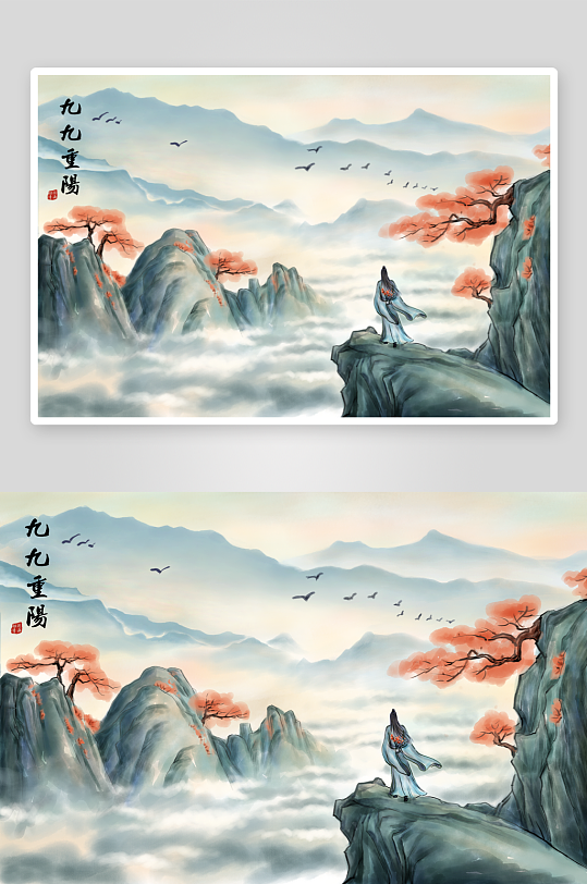 中国风山水风景背景素材-众图网