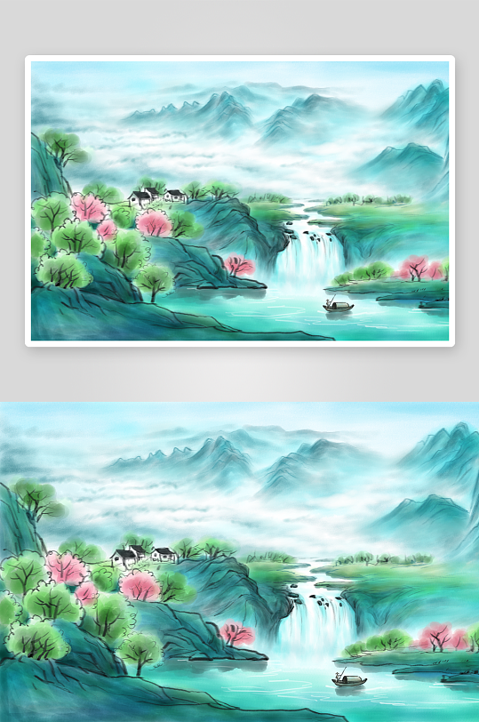 中国风山水风景背景素材-众图网