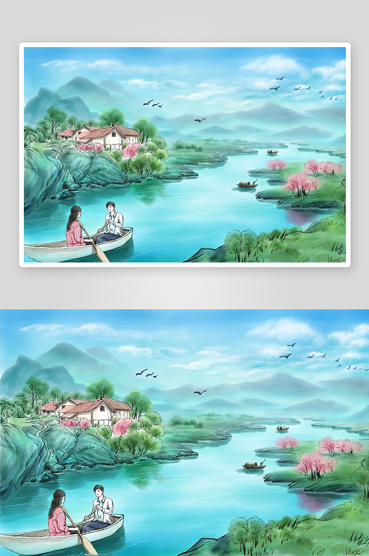 中国风山水风景背景素材-众图网