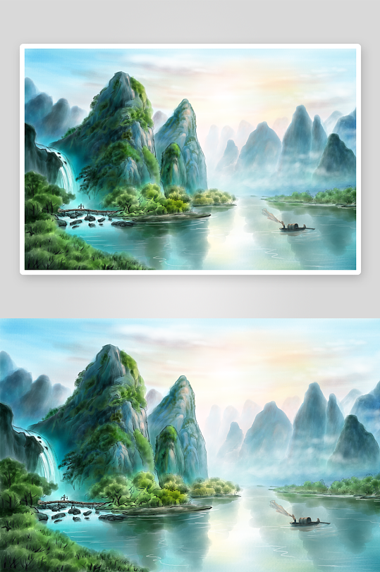 中国风山水风景背景素材-众图网