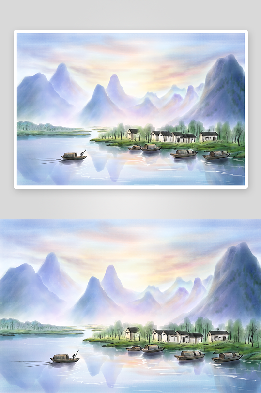 中国风山水风景背景素材-众图网