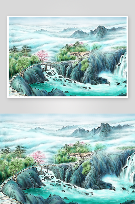 中国风山水风景背景素材-众图网