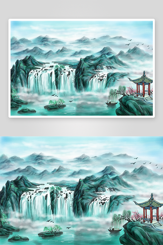 中国风山水风景背景素材-众图网