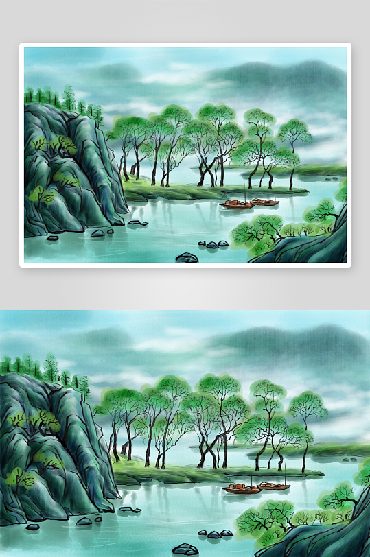 中国风山水风景背景素材-众图网