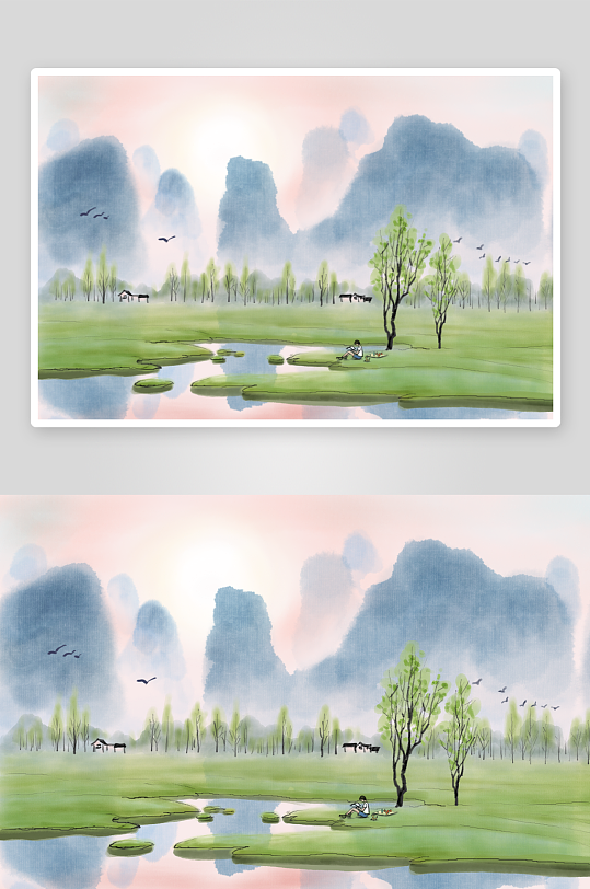 中国风山水风景背景素材-众图网