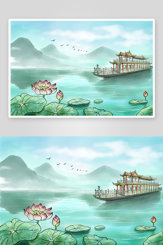 中国风山水风景背景素材-众图网