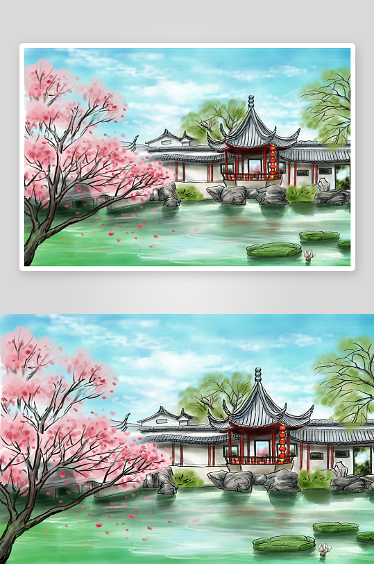 中国风山水风景背景素材-众图网