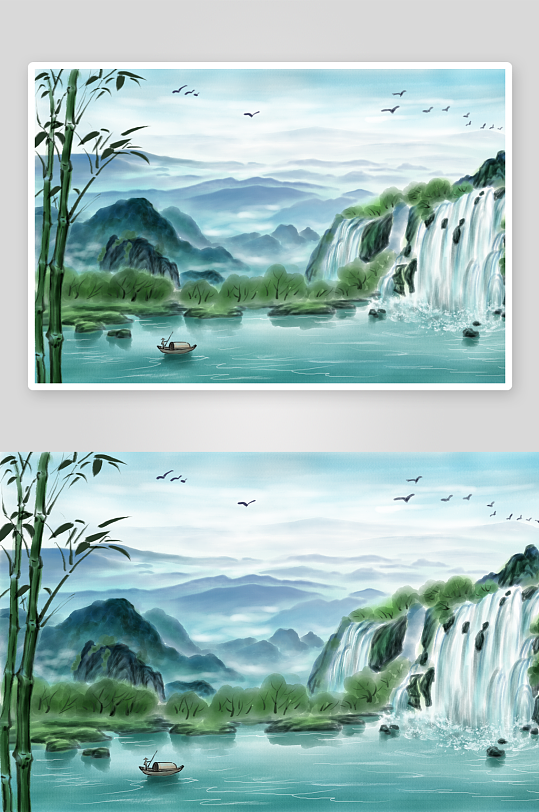 中国风山水风景背景-众图网