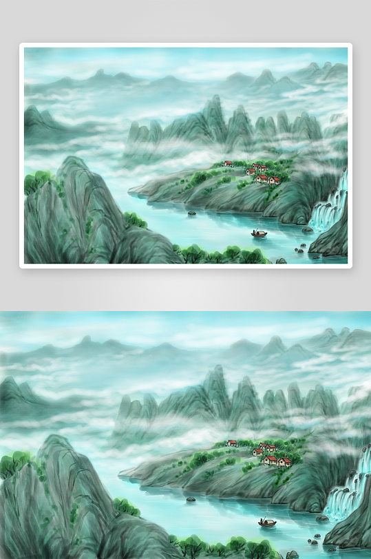 中国风山水风景背景-众图网