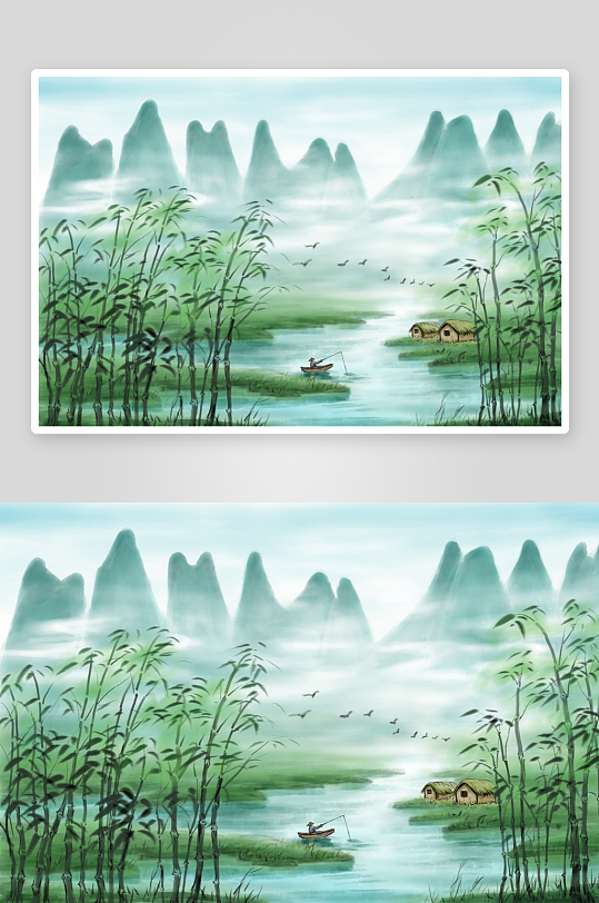 中国风山水风景背景-众图网