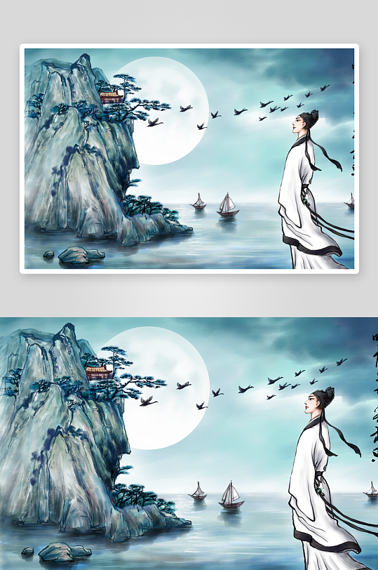 中国风山水风景背景素材-众图网