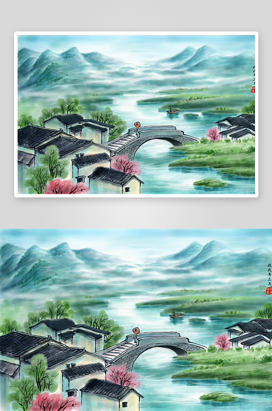 中国风山水风景背景素材-众图网