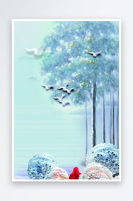 森系背景装饰画图片素材-众图网