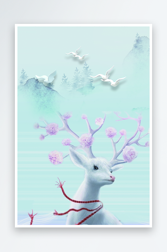 森系背景装饰画图片素材-众图网