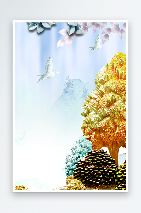 森系背景装饰画图片素材-众图网