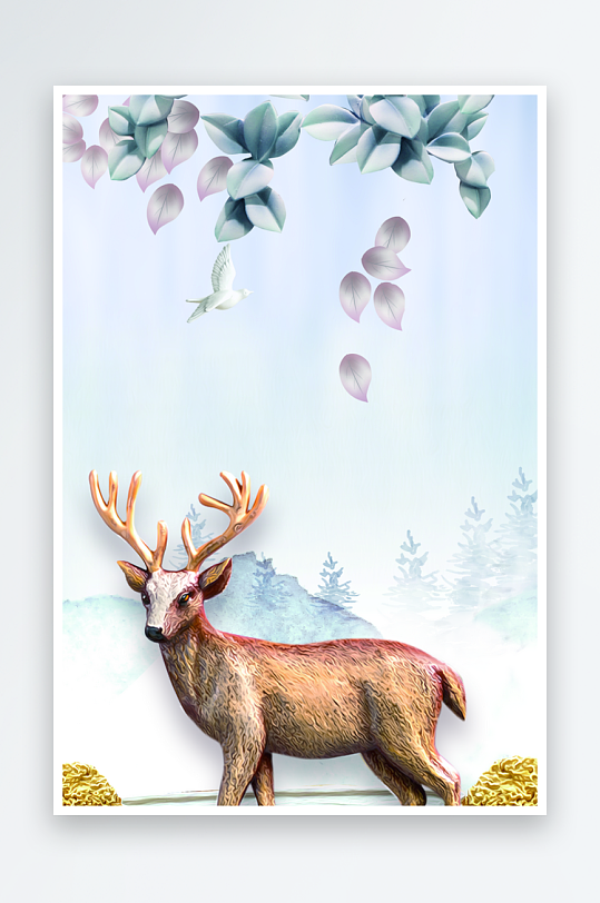 森系背景装饰画图片素材-众图网