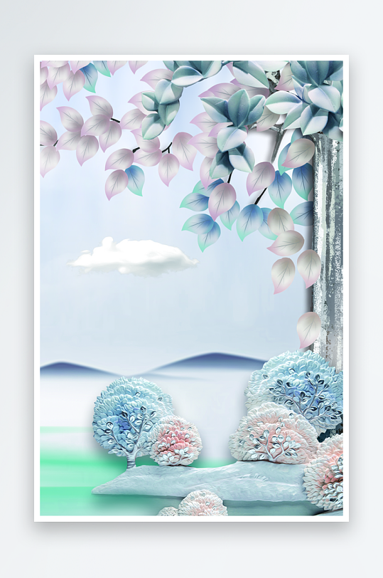 森系背景装饰画图片素材-众图网