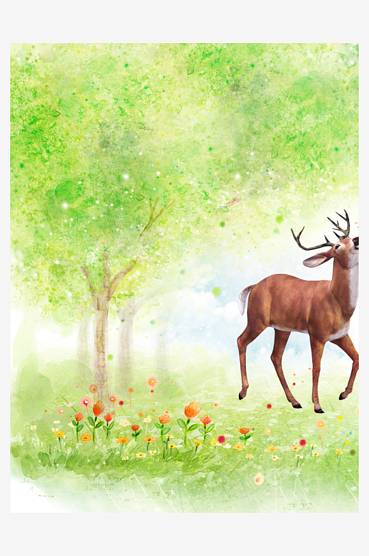 森系背景装饰画图片素材-众图网