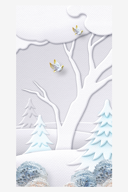 森系背景装饰画图片-众图网