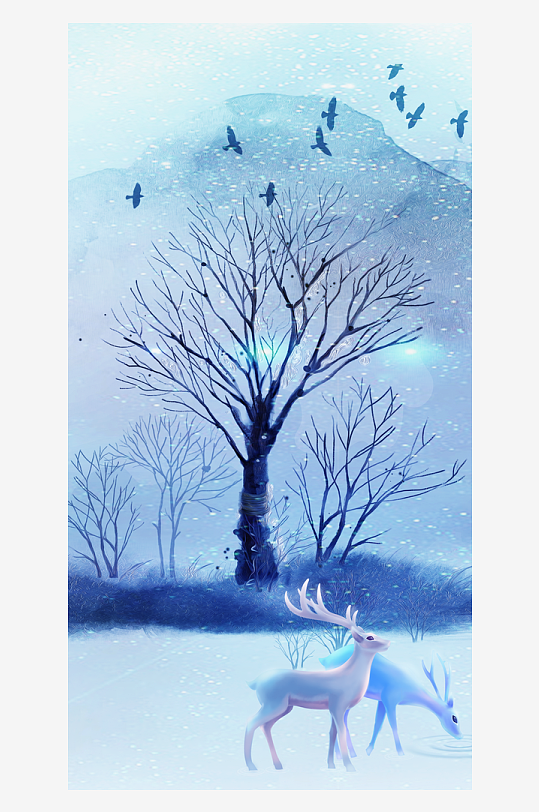 森系背景装饰画图片-众图网