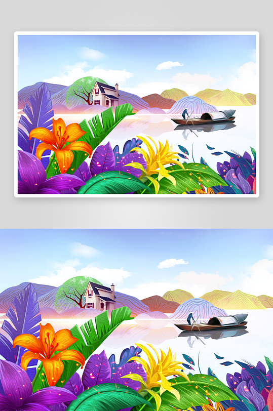自然风景画背景装饰画-众图网