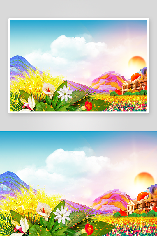 自然风景画背景装饰画素材-众图网