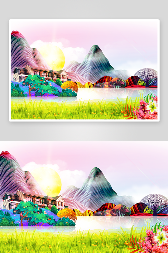 自然风景画背景装饰画素材-众图网