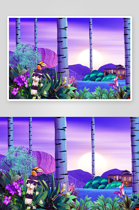 自然风景画背景装饰画素材-众图网