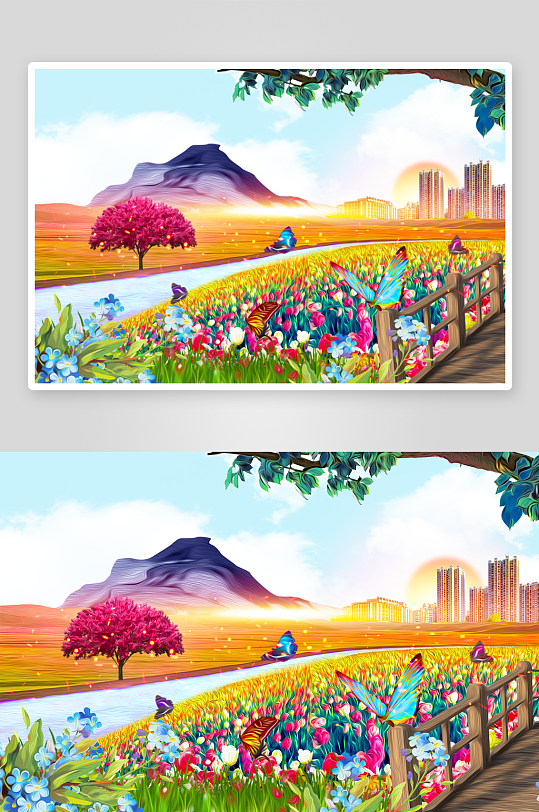 自然风景画背景装饰画素材-众图网