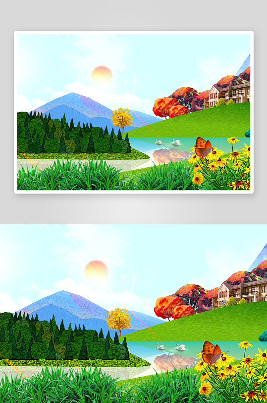 自然风景画背景装饰画素材-众图网