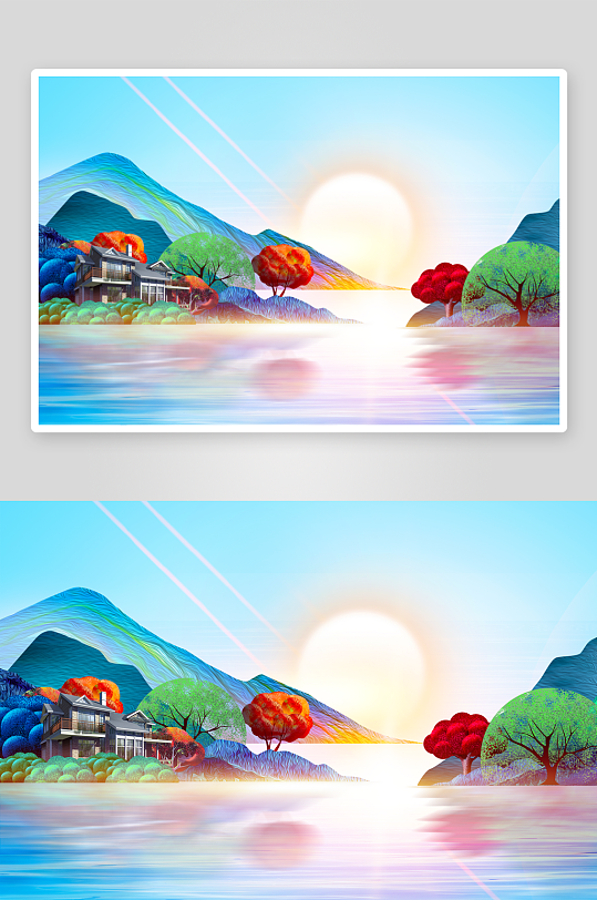 自然风景画背景装饰画素材-众图网